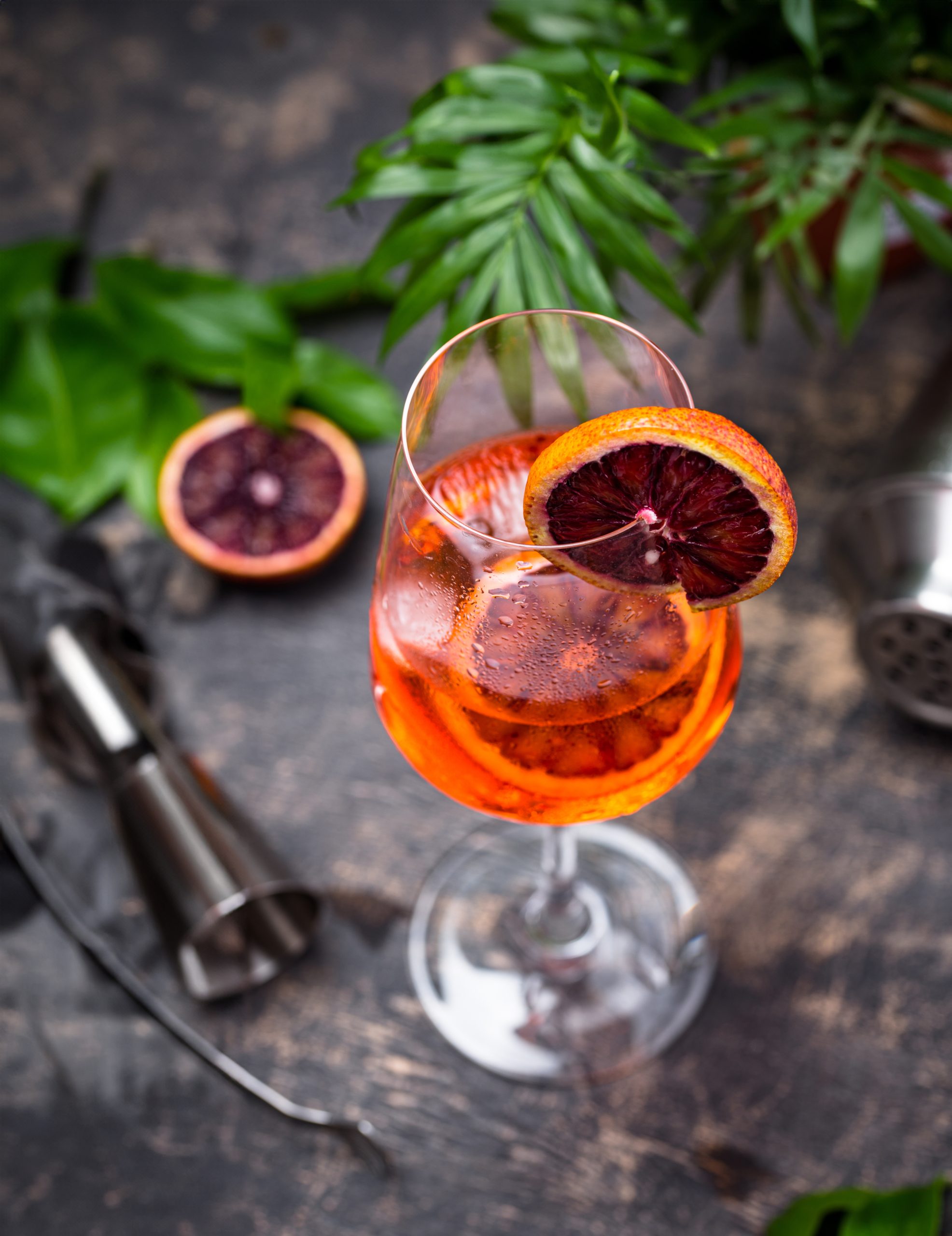 aperol spritz cocktail with blood orange
